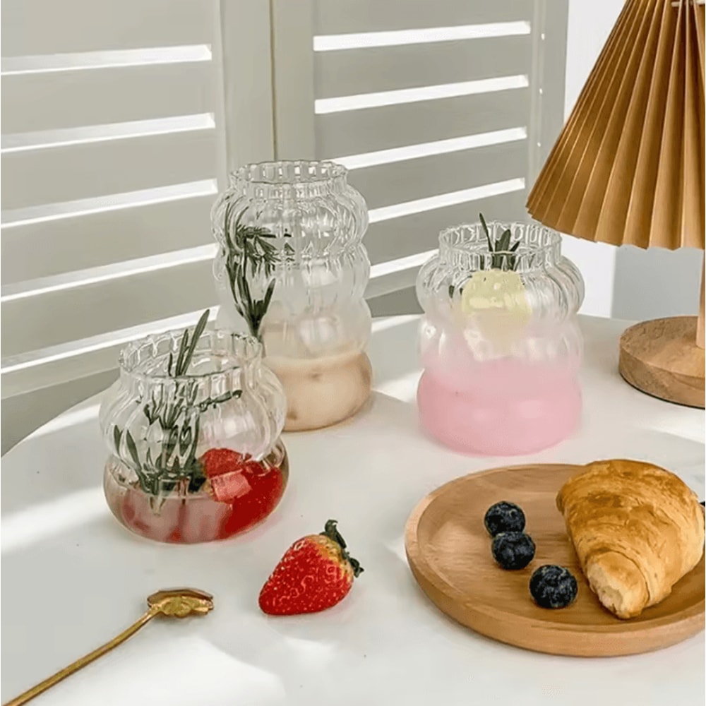 HeatResistant Striped Glass Tumbler Transparent Coffee Tea Juice Cup 410ml 530ml 650ml 2