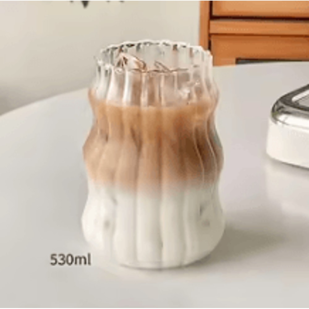 HeatResistant Striped Glass Tumbler Transparent Coffee Tea Juice Cup 410ml 530ml 650ml 7