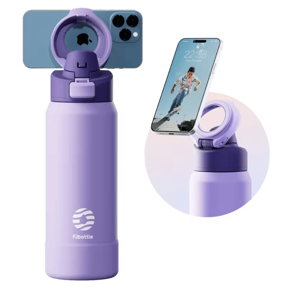 FJ Magnetic Thermos Water Bottle With Phone Holder Stainless Steel Insulated Sports Flask 9