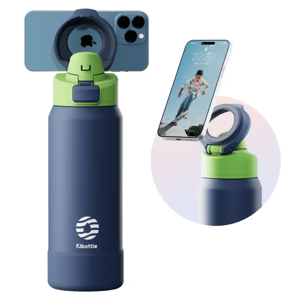 FJ Magnetic Thermos Water Bottle With Phone Holder Stainless Steel Insulated Sports Flask 7