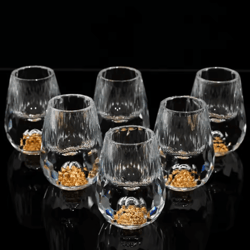 luxury gold foil crystal shot glass set – 15ml mini whiskey & baijiu tasting cups (1/2/6pcs)