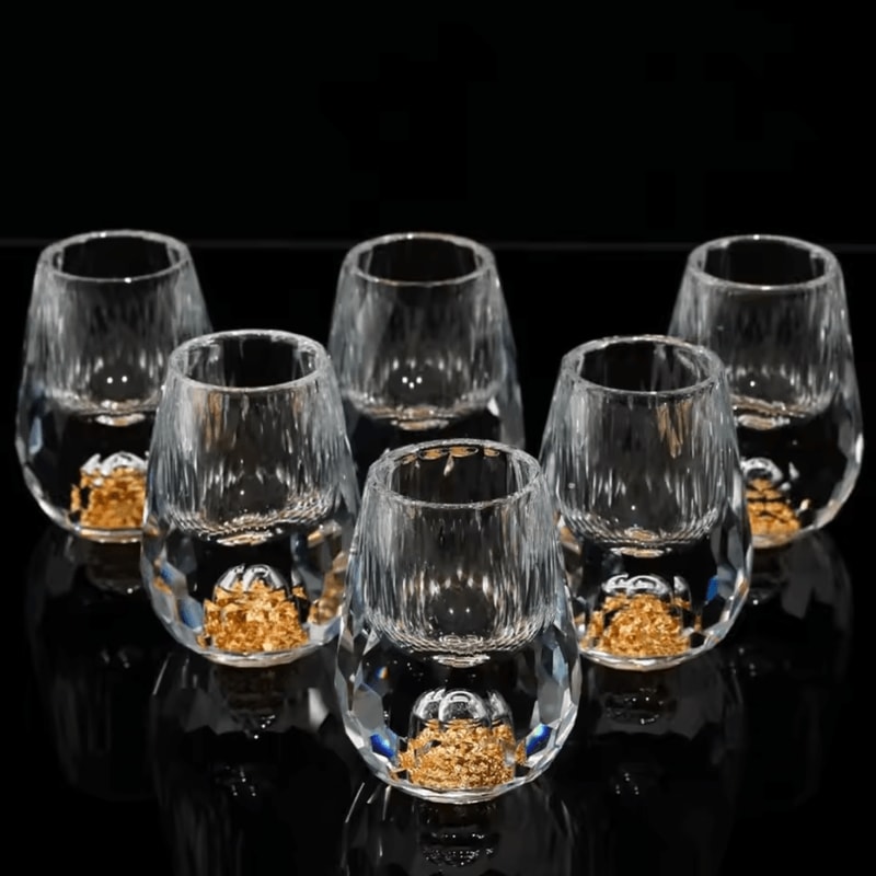 Luxury Gold Foil Crystal Shot Glass Set 15ml Mini Whiskey Baijiu Tasting Cups 126pcs 0