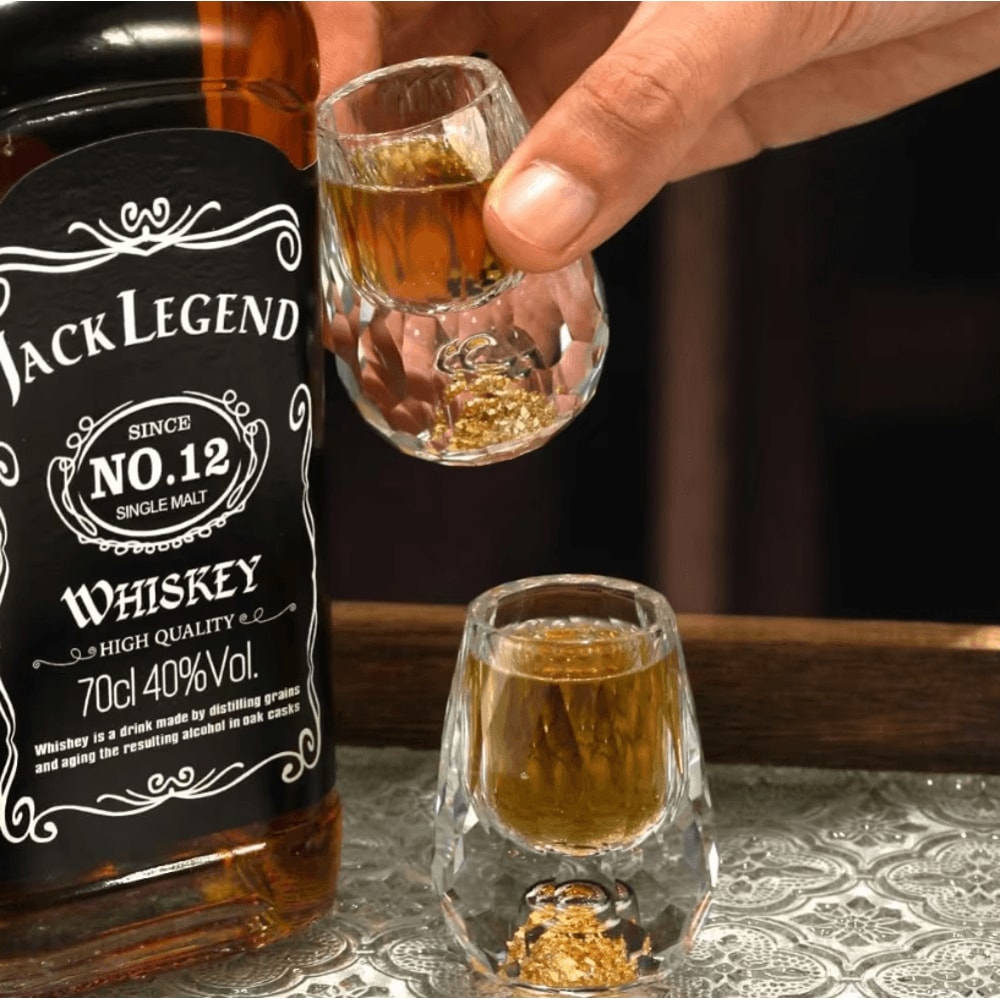 Luxury Gold Foil Crystal Shot Glass Set 15ml Mini Whiskey Baijiu Tasting Cups 126pcs 3