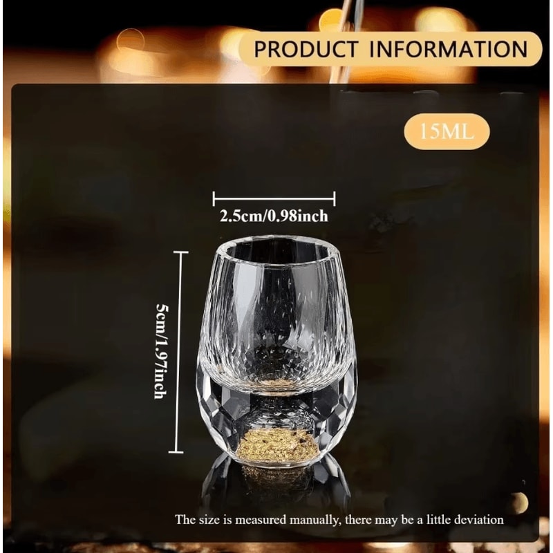 Luxury Gold Foil Crystal Shot Glass Set 15ml Mini Whiskey Baijiu Tasting Cups 126pcs 5