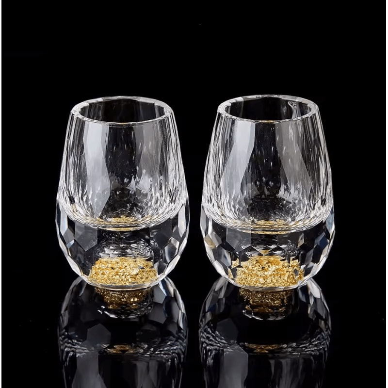 Luxury Gold Foil Crystal Shot Glass Set 15ml Mini Whiskey Baijiu Tasting Cups 126pcs 7