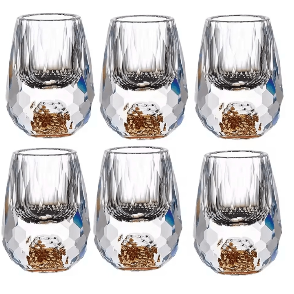Luxury Gold Foil Crystal Shot Glass Set 15ml Mini Whiskey Baijiu Tasting Cups 126pcs 8