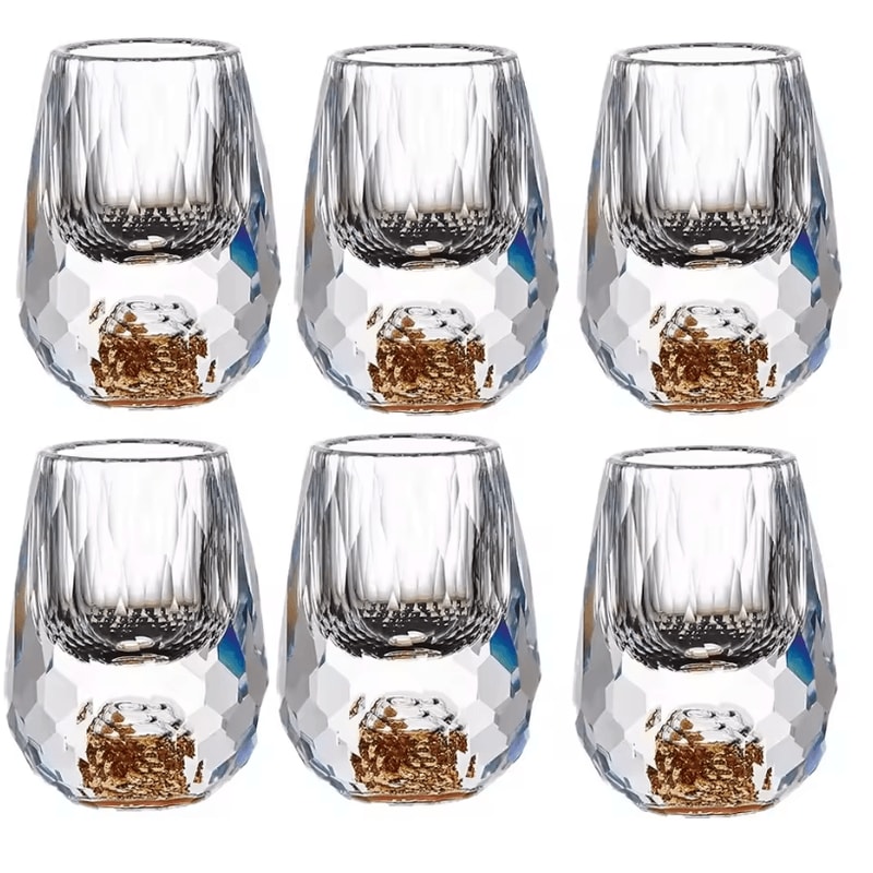 Luxury Gold Foil Crystal Shot Glass Set 15ml Mini Whiskey Baijiu Tasting Cups 126pcs 8
