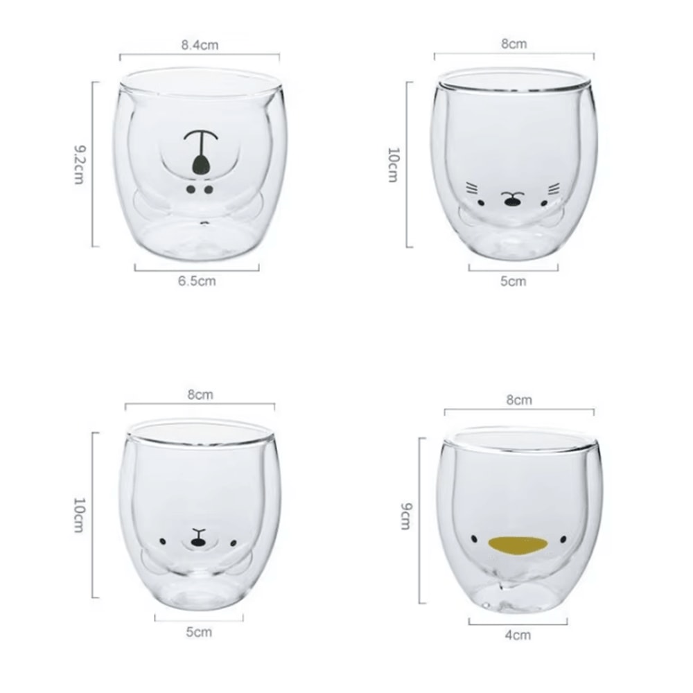 Cute Animal Double Wall Glass Mug Insulated Bear Cat Dog Coffee Cup 250300ml 4