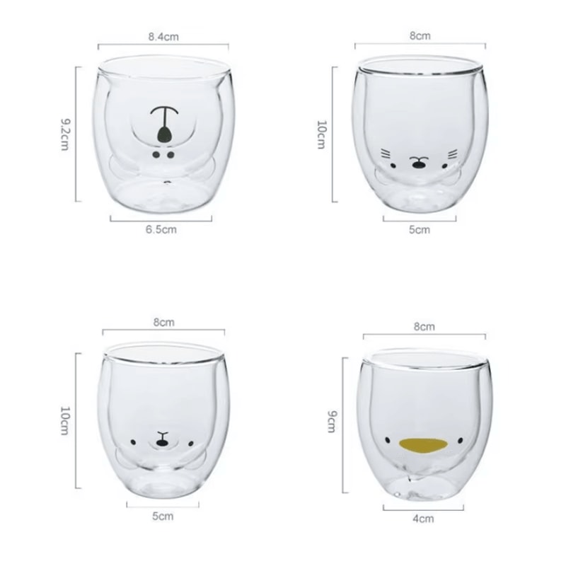 Cute Animal Double Wall Glass Mug Insulated Bear Cat Dog Coffee Cup 250300ml 4