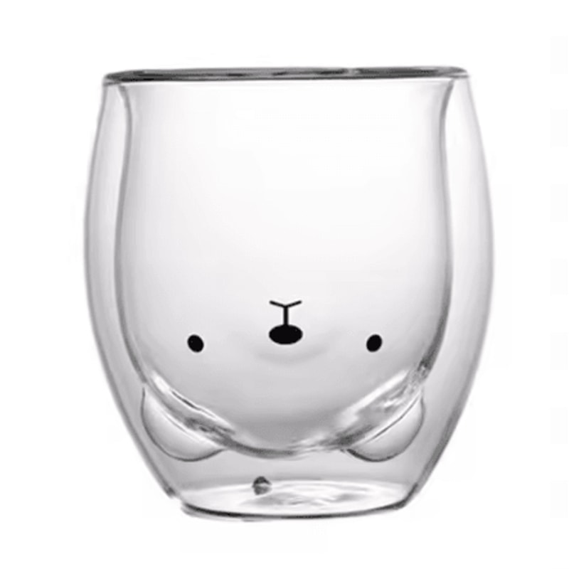 Cute Animal Double Wall Glass Mug Insulated Bear Cat Dog Coffee Cup 250300ml 6