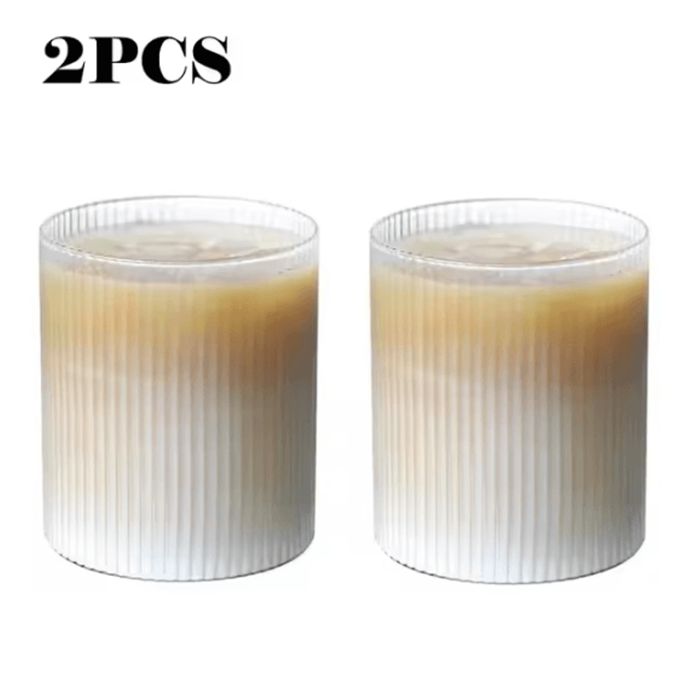 Japanese Striped Glass Coffee Cup 300ml Transparent Bubble Tea Whiskey Tumbler 5