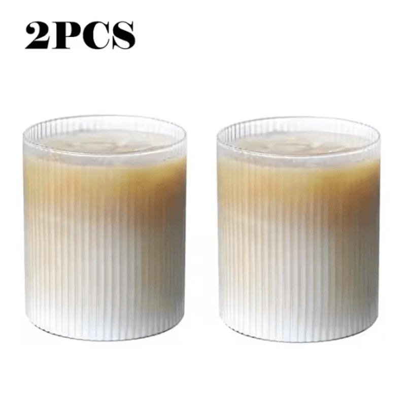 Japanese Striped Glass Coffee Cup 300ml Transparent Bubble Tea Whiskey Tumbler 5