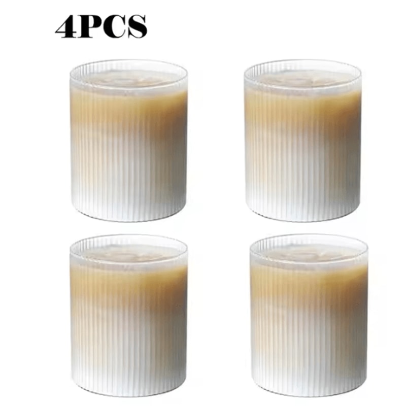 Japanese Striped Glass Coffee Cup 300ml Transparent Bubble Tea Whiskey Tumbler 6