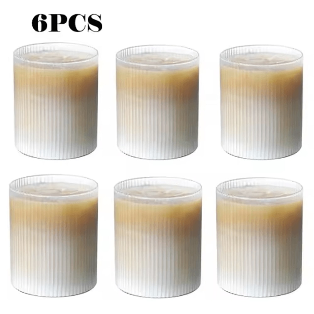 Japanese Striped Glass Coffee Cup 300ml Transparent Bubble Tea Whiskey Tumbler 7