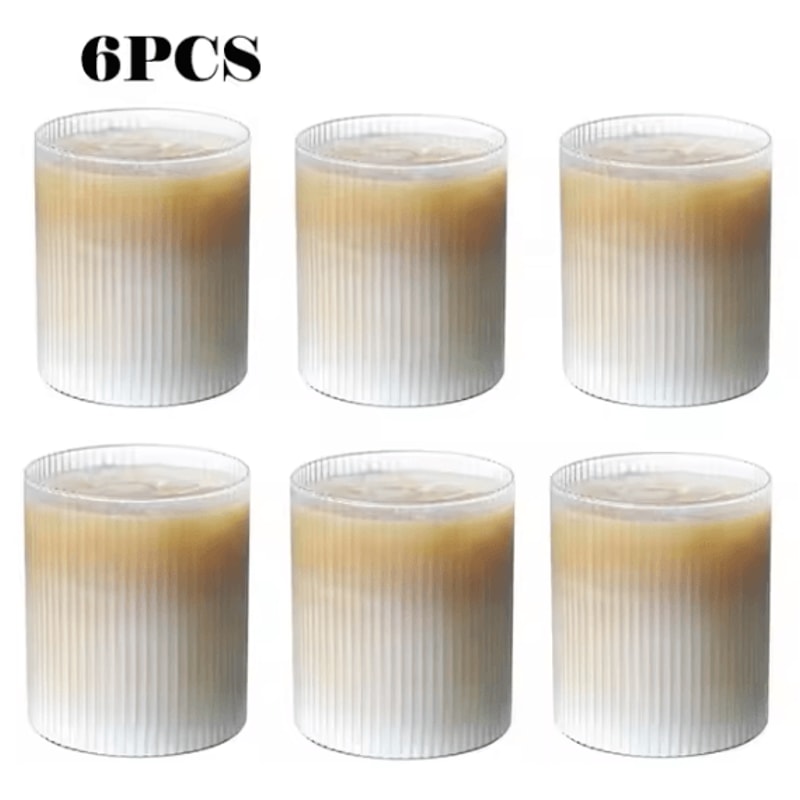 Japanese Striped Glass Coffee Cup 300ml Transparent Bubble Tea Whiskey Tumbler 7