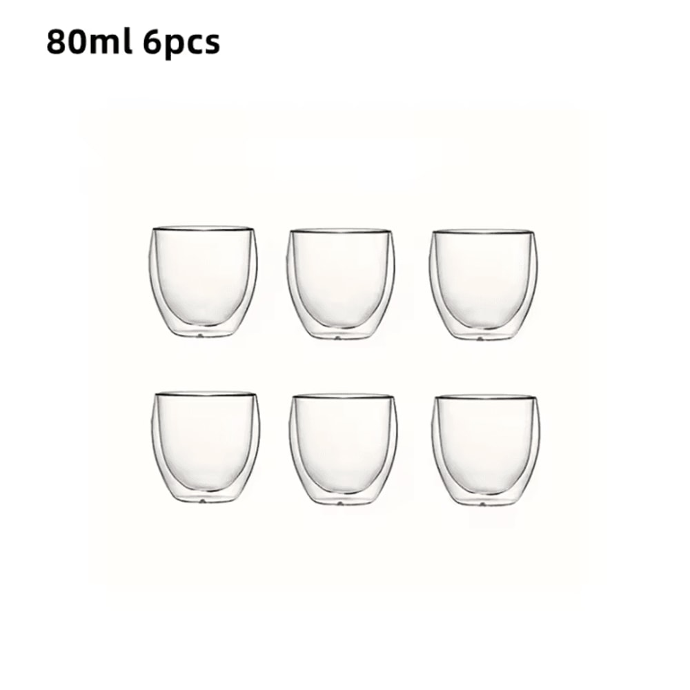 Double Wall Insulated Glass Espresso Cups Set 80ml 250ml 450ml Clear Thermal Coffee Tea Glasses 5