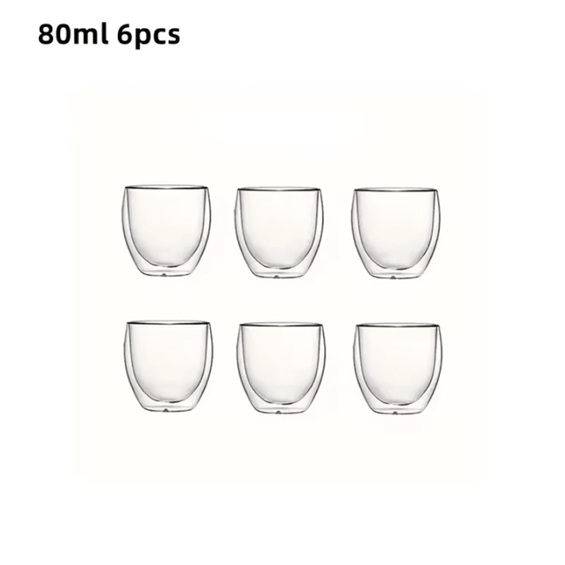 Double Wall Insulated Glass Espresso Cups Set 80ml 250ml 450ml Clear Thermal Coffee Tea Glasses 5
