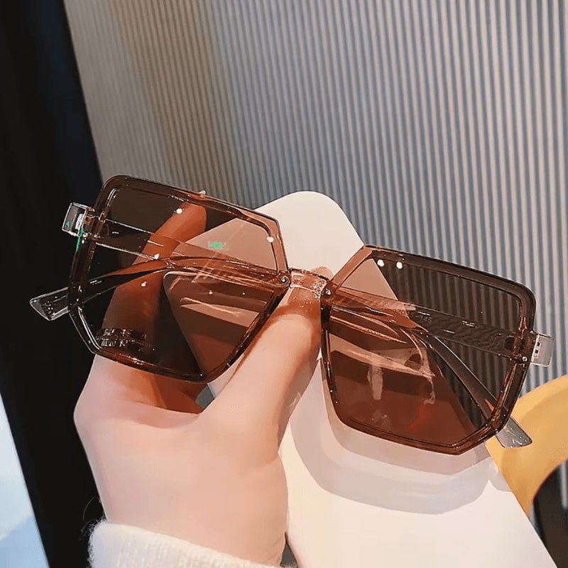 Retro Oversized Square Sunglasses Vintage Polygon Frame UV Protection Shades For Men Women 6