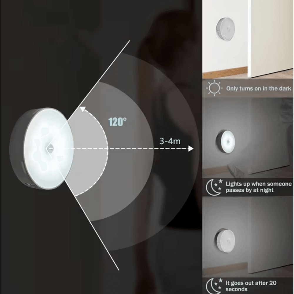 Wireless Motion Sensor LED Night Light Auto OnOff StickOn Lamp For Closet Stairs Bedroom 2
