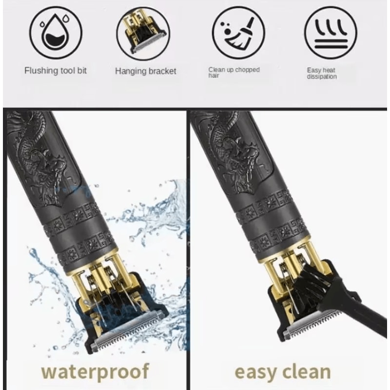 Vintage Dragon Rechargeable Hair Clipper USB Cordless Barber Trimmer For Men 0