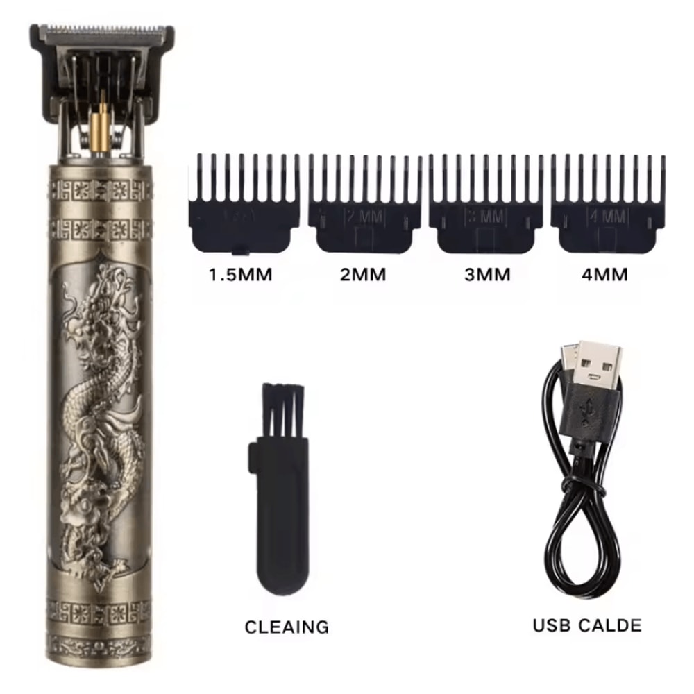 Vintage Dragon Rechargeable Hair Clipper USB Cordless Barber Trimmer For Men 7