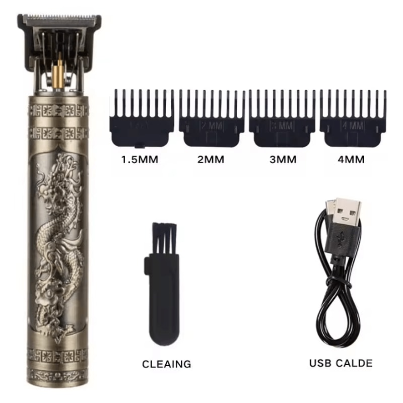 Vintage Dragon Rechargeable Hair Clipper USB Cordless Barber Trimmer For Men 7