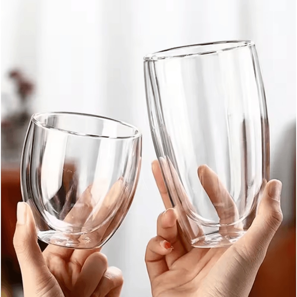 Double Wall Glass Cup Set Insulated Espresso Coffee Mugs HeatResistant Clear Drinkware 1