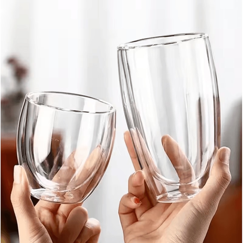 Double Wall Glass Cup Set Insulated Espresso Coffee Mugs HeatResistant Clear Drinkware 1