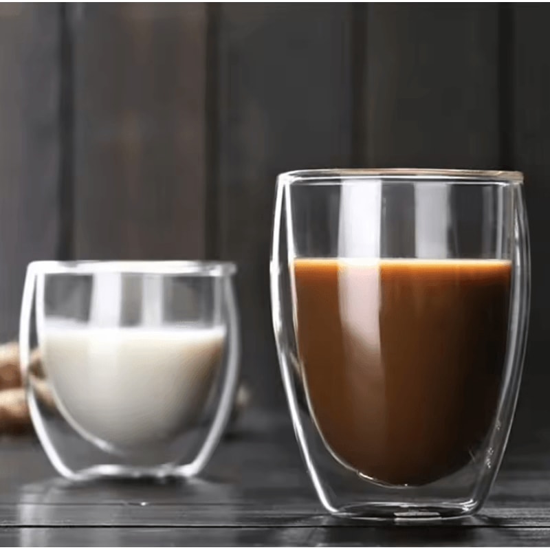 Double Wall Glass Cup Set Insulated Espresso Coffee Mugs HeatResistant Clear Drinkware 3