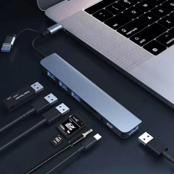 8-in-1 usb-c hub docking station – multiport adapter with audio jack & sd card reader