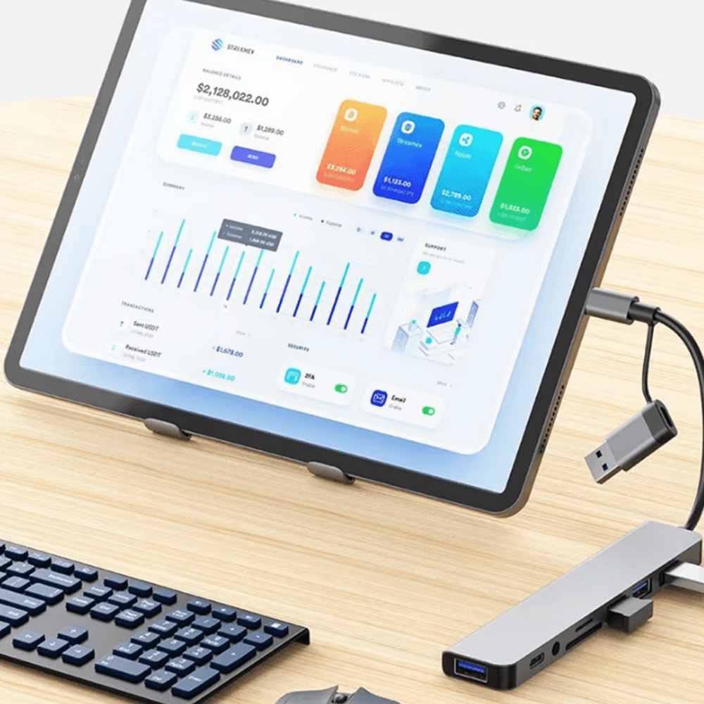 8in1 USBC Hub Docking Station Multiport Adapter With Audio Jack SD Card Reader 3