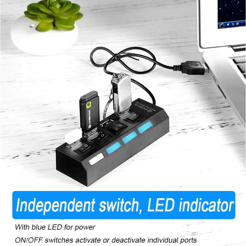 HighSpeed USB 20 Hub Splitter 47 Port Multi USB Expander With LED Switch For PC Laptop 1