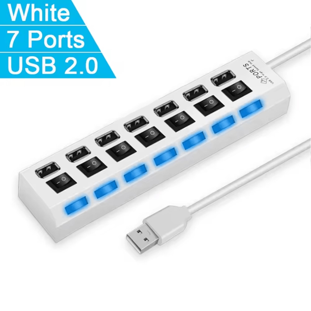 HighSpeed USB 20 Hub Splitter 47 Port Multi USB Expander With LED Switch For PC Laptop 6