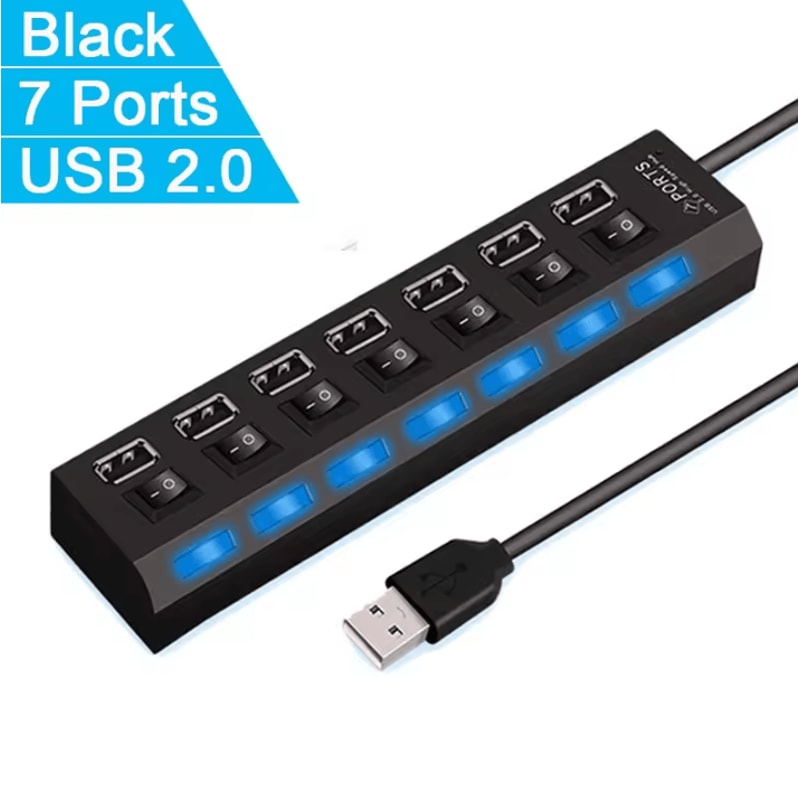 HighSpeed USB 20 Hub Splitter 47 Port Multi USB Expander With LED Switch For PC Laptop 7