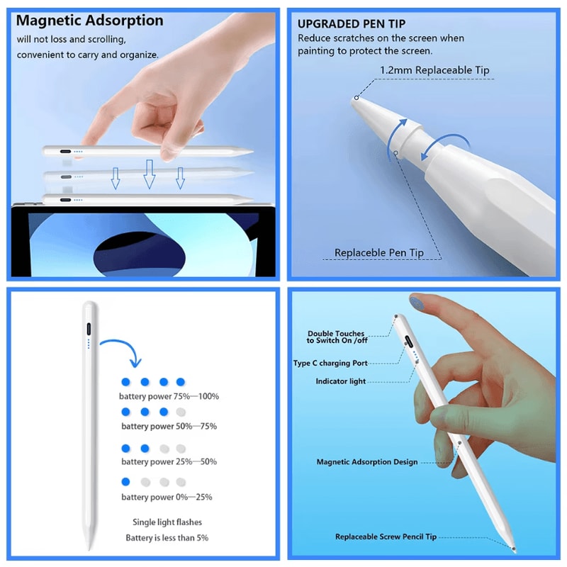 IPad Stylus Pen With Palm Rejection Fast Charging Touch Pencil With LED Power Indicator 2