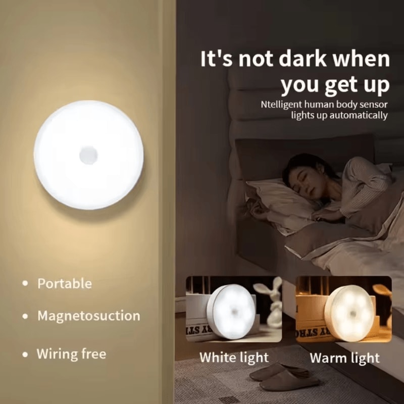 Mini LED Touch Sensor Night Light USB Rechargeable Magnetic Wall Lamp With Dimming Control 2