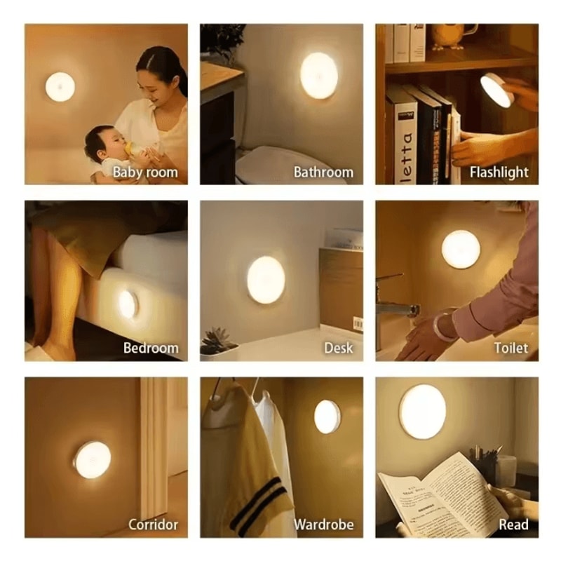 Mini LED Touch Sensor Night Light USB Rechargeable Magnetic Wall Lamp With Dimming Control 3