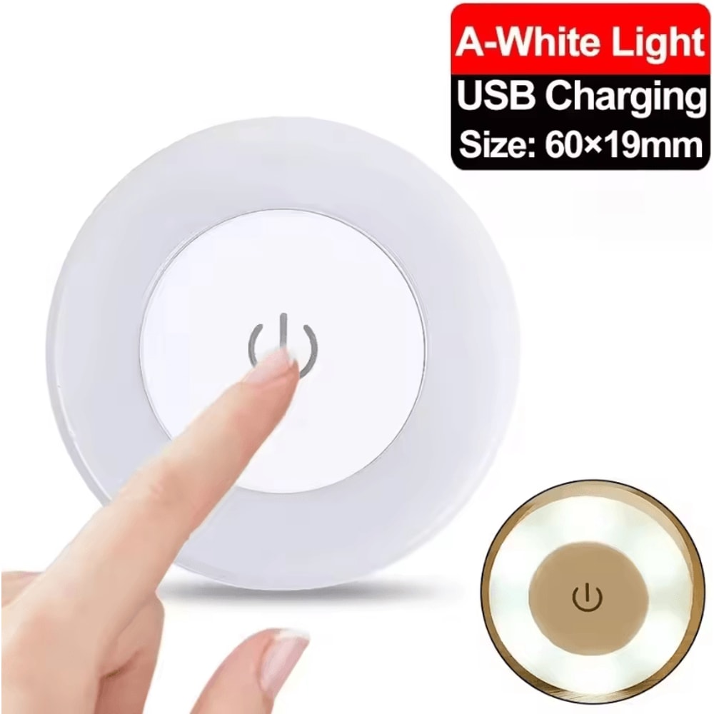 Mini LED Touch Sensor Night Light USB Rechargeable Magnetic Wall Lamp With Dimming Control 6