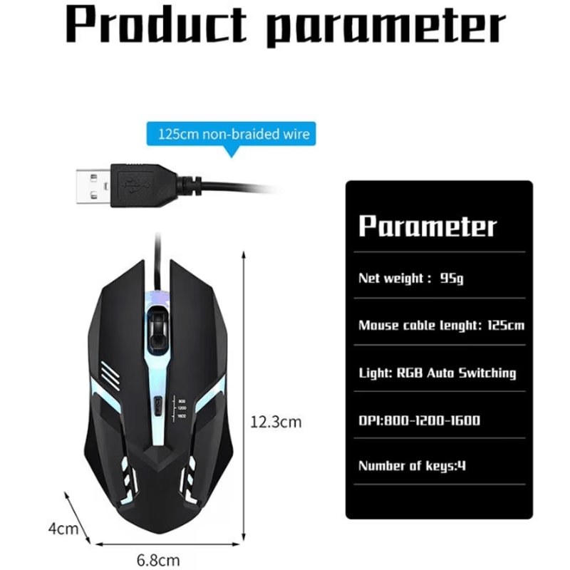 Ergonomic Wired Gaming Mouse RGB Backlit USB Mouse With Precision Control For PC Laptop 4