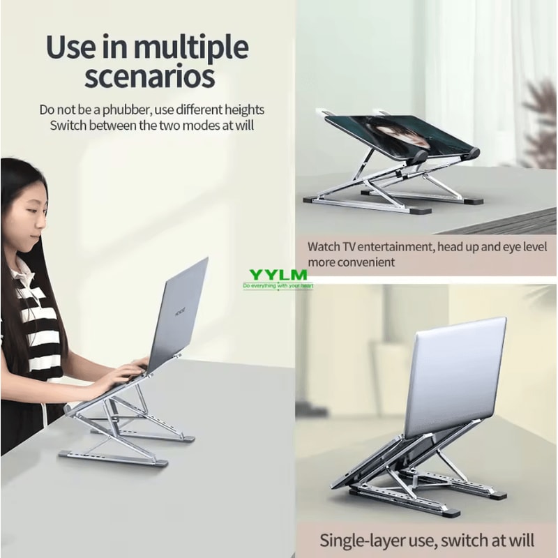 Adjustable Aluminum Laptop Stand Foldable Ergonomic Cooling Stand For MacBook Notebook 2