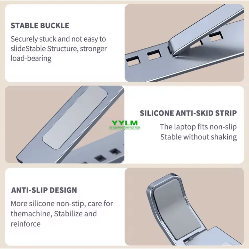 Adjustable Aluminum Laptop Stand Foldable Ergonomic Cooling Stand For MacBook Notebook 5