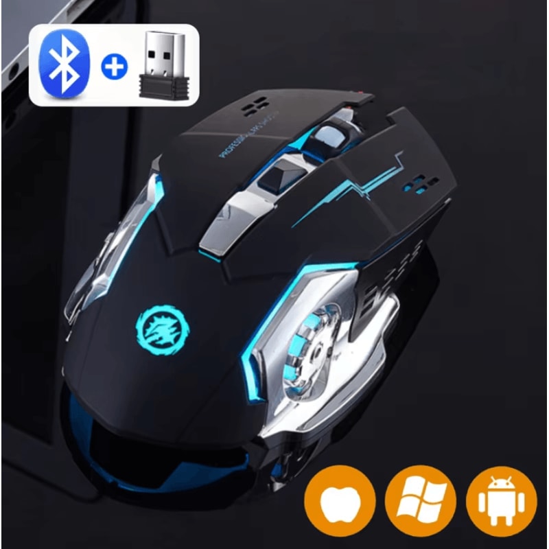 Rechargeable Wireless Gaming Mouse Silent Bluetooth 24G USB Backlit Mouse For PC Laptop 0