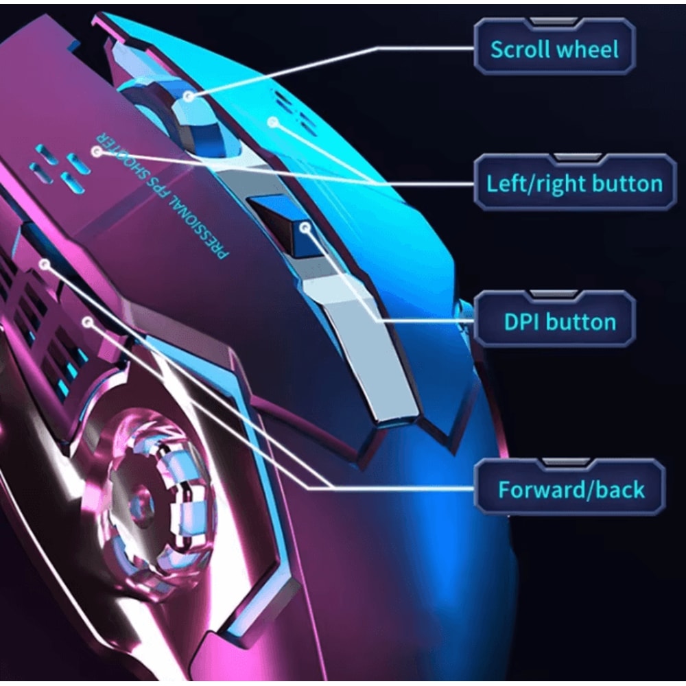 Rechargeable Wireless Gaming Mouse Silent Bluetooth 24G USB Backlit Mouse For PC Laptop 3