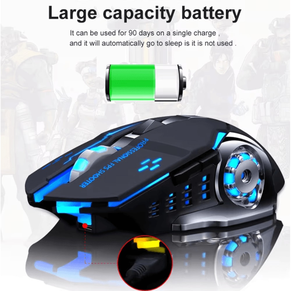 Rechargeable Wireless Gaming Mouse Silent Bluetooth 24G USB Backlit Mouse For PC Laptop 5