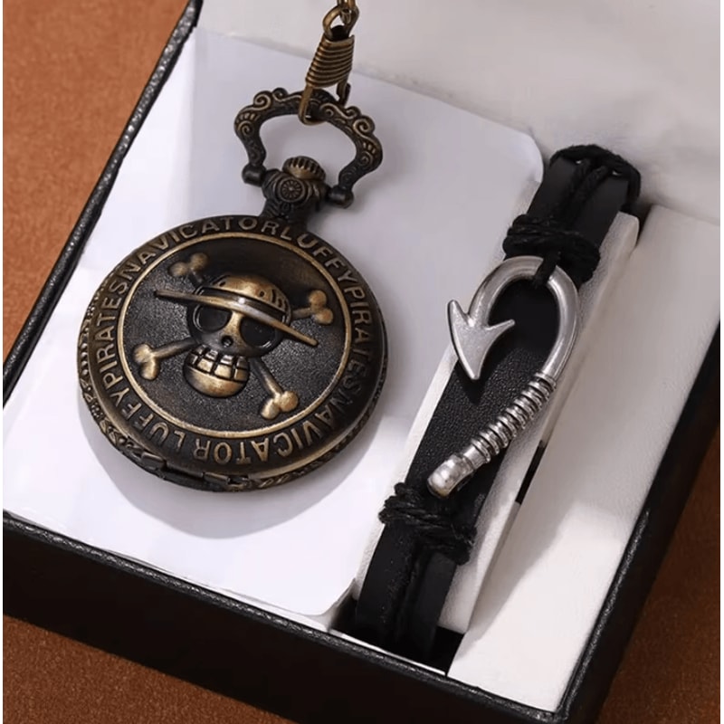 Retro Pirate Pocket Watch Necklace Double Knife Quartz Vintage Pendant Watch For Men 0