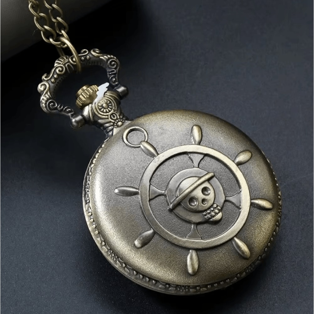 Retro Pirate Pocket Watch Necklace Double Knife Quartz Vintage Pendant Watch For Men 4