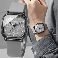 minimalist square quartz watch silicone strap casual sport wristwatch for women and men