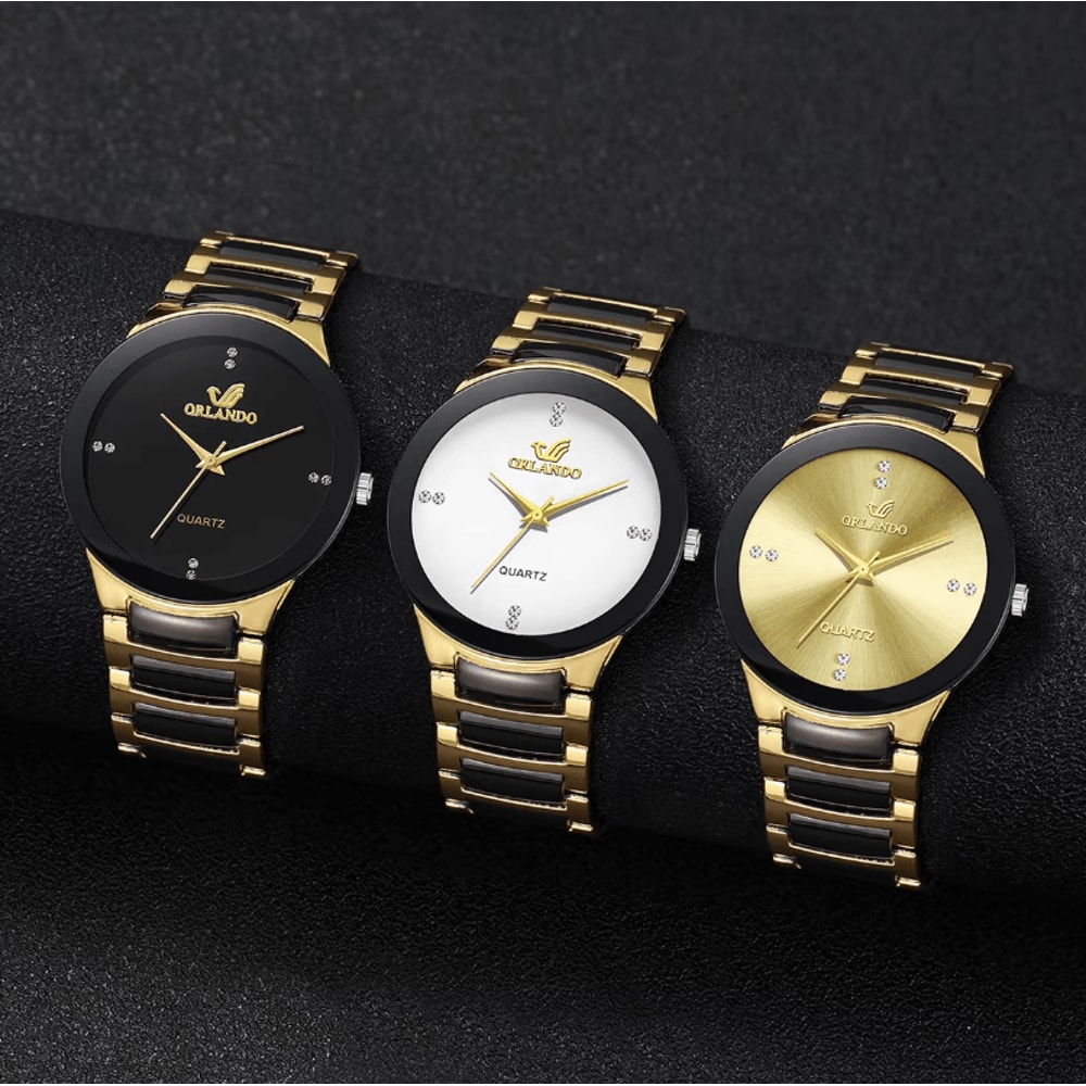 Mens Black Steel Business Watch Analog Quartz Dress Wristwatch 1