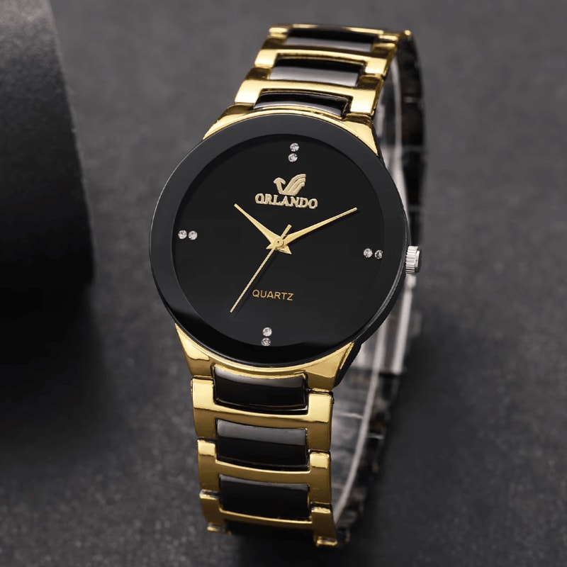 Mens Black Steel Business Watch Analog Quartz Dress Wristwatch 3