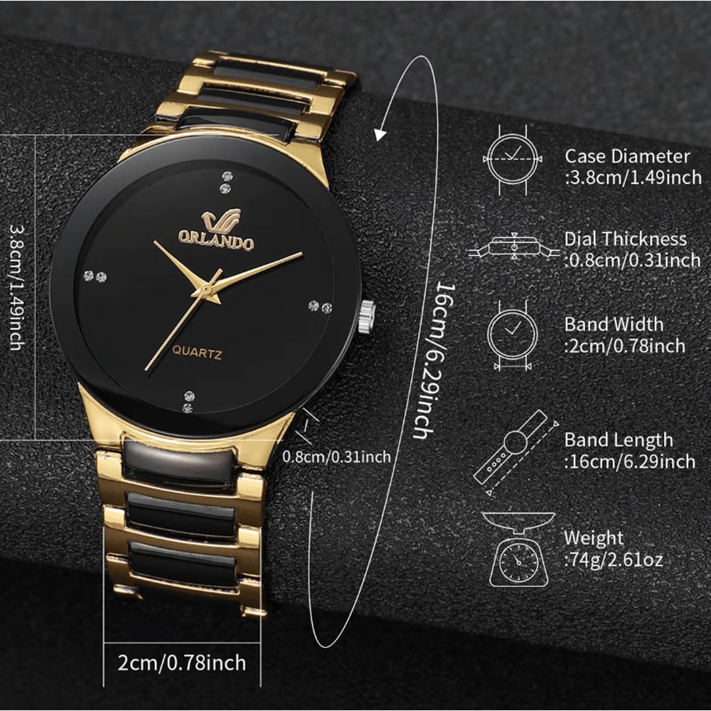 Mens Black Steel Business Watch Analog Quartz Dress Wristwatch 5